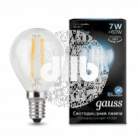 Лампа светодиодная LED 7Вт 230в, E14 Filament белый шар Gauss