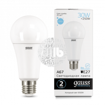 Лампа светодиодная LED-30Вт E27 6500K Elementary A67 Gauss