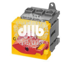 Переключатель главный аварийный 3п IU=25 P/AC-23A AT 400V=9.5KW 2 отверстия рычаг красный/желтый