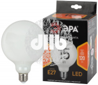 Лампа светодиодная F-LED G125-15w-827-E27 OPAL  (филамент, шар опал, 15Вт, тепл, E27) (20/240) ЭРА