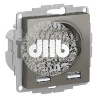 РОЗЕТКА ATLASDESIGN 16А c 2 USB A+A, 5В/2,4 А, 2х5В/1,2 А, механизм, СТАЛЬ