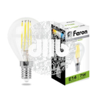 Лампа светодиодная LED 7вт Е14 белый шар FILAMENT
